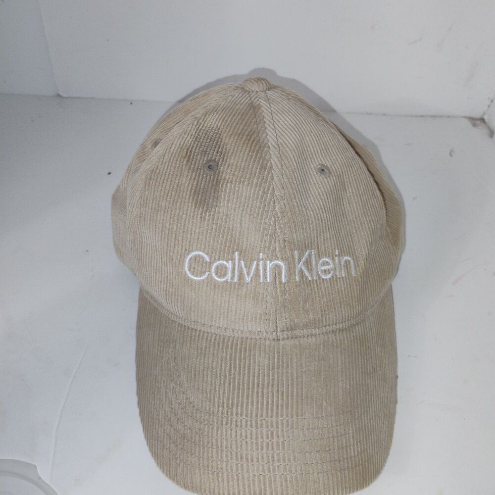 Calvin Klein Corduroy Baseball Cap Logo Beige Adjustable Dad Hat